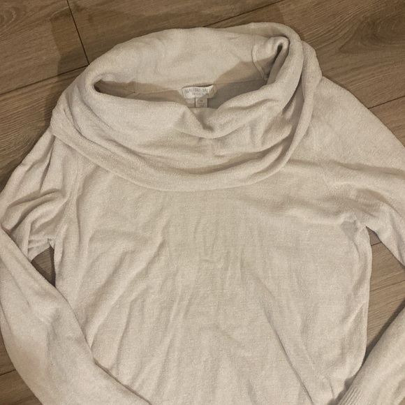 Barefoot Dreams Cozy Chic Coastal Cowl Neck Tunic Sweater - Sand Dune - Picture 6 of 11